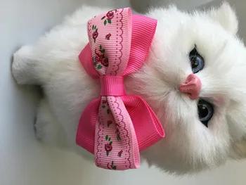 

50pcs/Lot Big sale girl Pet Dog puppy Cat pink flower Bow Ties Neckties Bowknot Valentine Lover Grooming Products LY2818