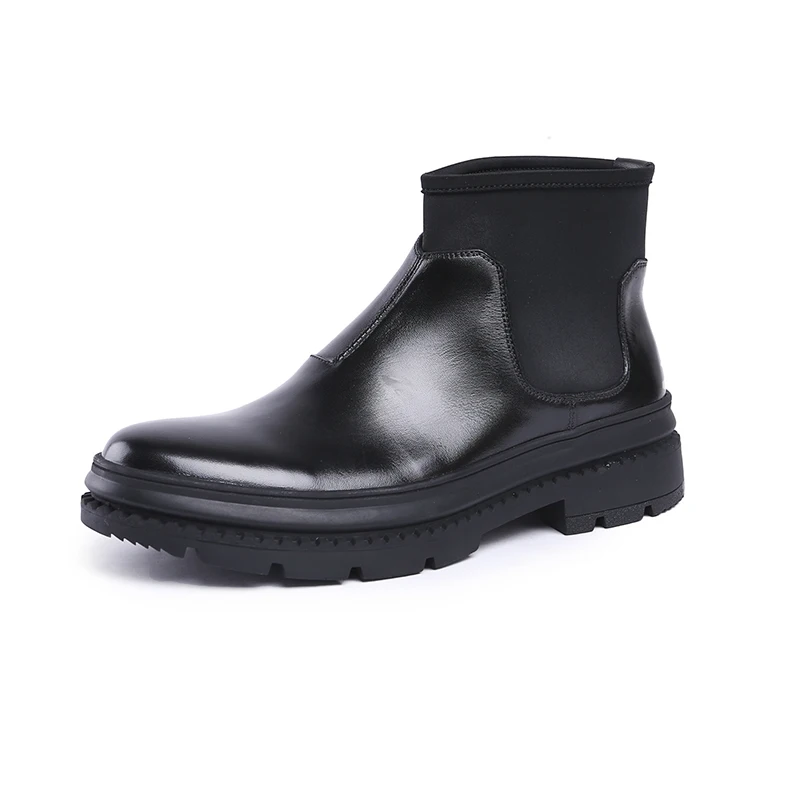 Grimentin Couro Negócio Homens Preto Em O Alta Vestido Botas Para De Deslizamento Qualidade Chelsea Genuíno UqEcw8