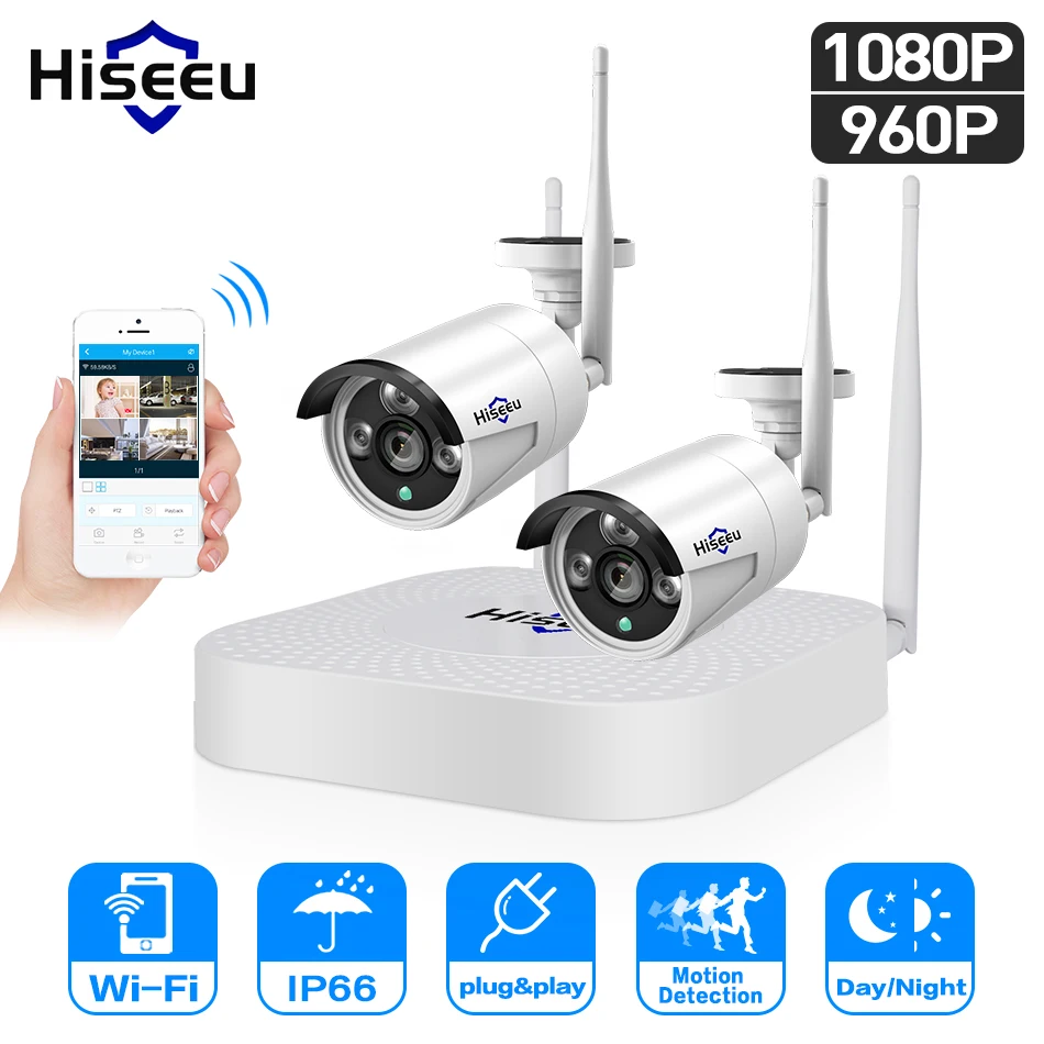 Hiseeu 4CH 960P/1080P Wireless CCTV camera System wifi 2pcs 1.3MP 2MP waterproof IP camera outdoor security kit cctv extendable Hiseeu 4CH 960P/1080P Wireless CCTV camera System wifi 2pcs 1.3MP 2MP waterproof IP camera outdoor security kit cctv extendable