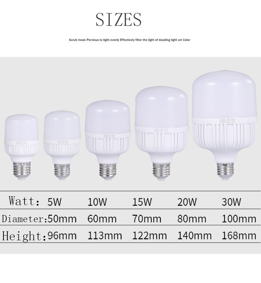 Мощный светодиодный светильник лампы E27 5W 10W 15W 20W 30W 50W энергоэкономичная лампа 220 В ампулы Bombillas светодиодные лампы для дома светильник ing белый