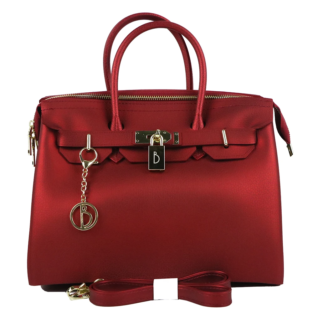 

Jellyooy Beachkins Women's Padlock Zipper Handbags Matte Color Candy Bag Litchi Grain Jelly BEACHKINS Handbag 30CM