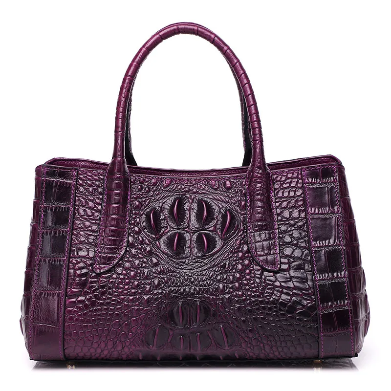 Женская сумка через плечо из воловьей кожи с узором «крокодиловая кожа», женская сумка через плечо, натуральная кожа, сумки с ручками сверху - Цвет: Violet