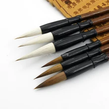 Japanese Calligraphy Brush-Pen-Set Darwing-Supplies Wool-Hair Woolen-Brush/brown 6PCS