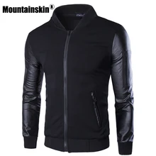 Mountainskin Bomber Jacket Men s Coats Patchwork Leather Men Outerwear Autumn Slim Fit 2017 Brand Male