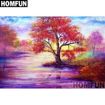 

HOMFUN Full Square/Round Drill 5D DIY Diamond Painting "Scenic Tree" 3D Embroidery Cross Stitch 5D Home Decor A00965