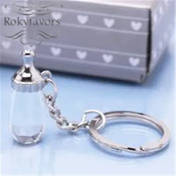 

FREE SHIPPING 30PCS Crystal Collection Baby Bottle Keychain Baby Christening Gifts Baby Shower Favors Birthday Keepsake