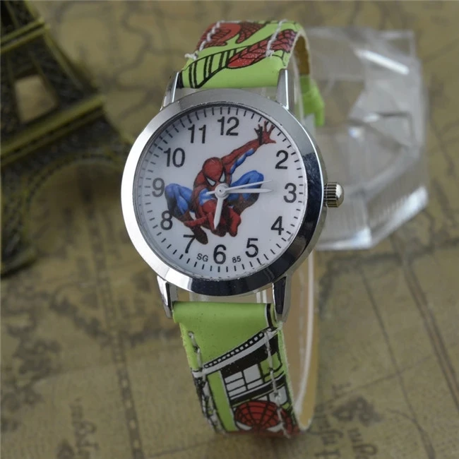 Лидер продаж часы с человеком-пауком милые Мультяшные часы детские часы Резиновые Кварцевые часы детский подарок на день рождения