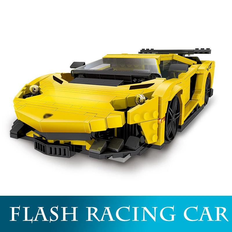 

Creative MOC Technic Series 03008 924Pcs Yellow Flash Racing Car Set Building Blocks Children Assembly Vehicle Model Bricks Toys