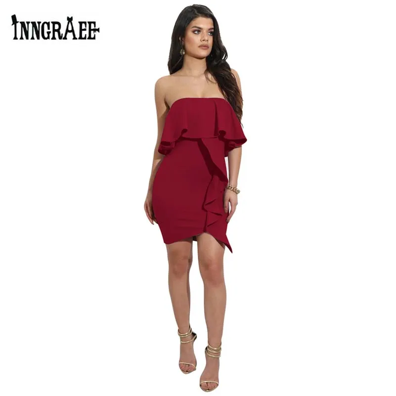 Inngraee Women Party Bodycon Dress Vestidos Bandage Night Sleeveless