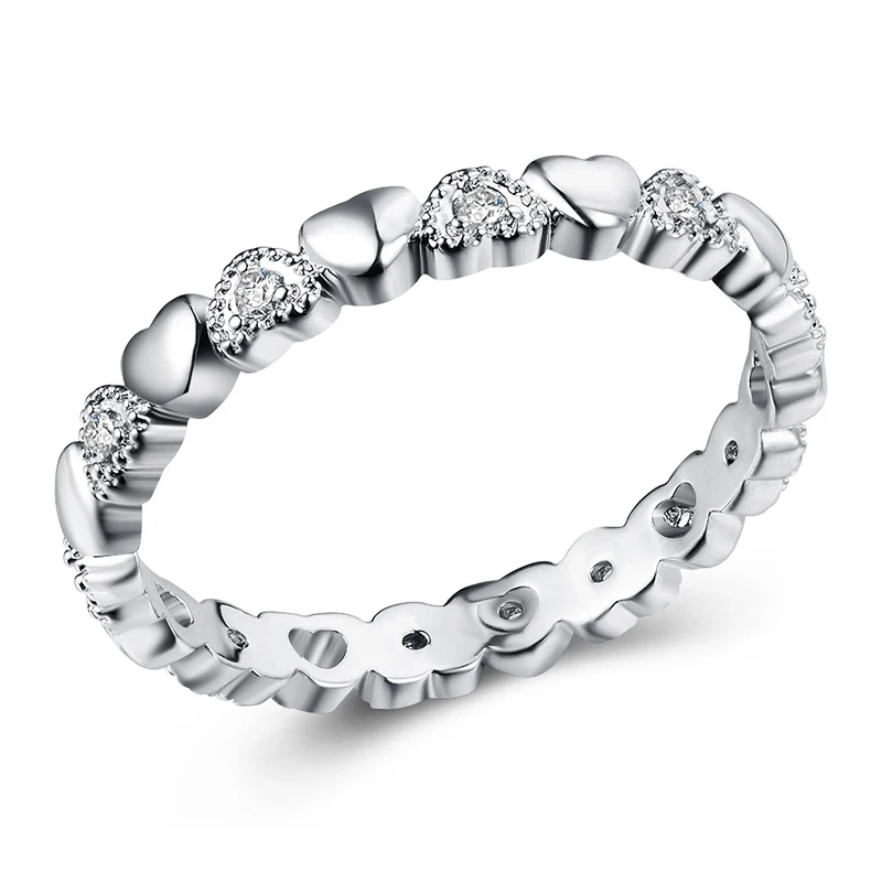 Silver Stackable Ring Love Heart CZ Finger Pandora Rings ...