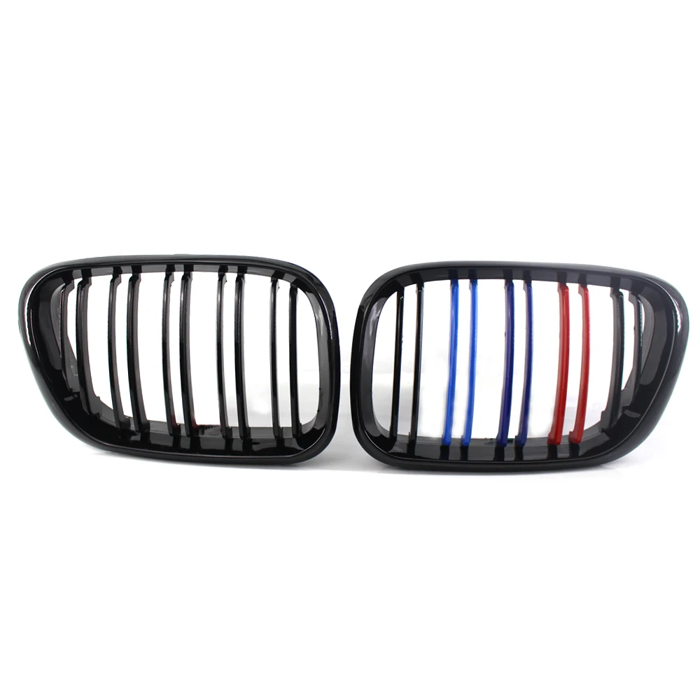 Глянцевая черная M Color двойная решетка передней решетки подходит для BMW X5 E53 1999 2003