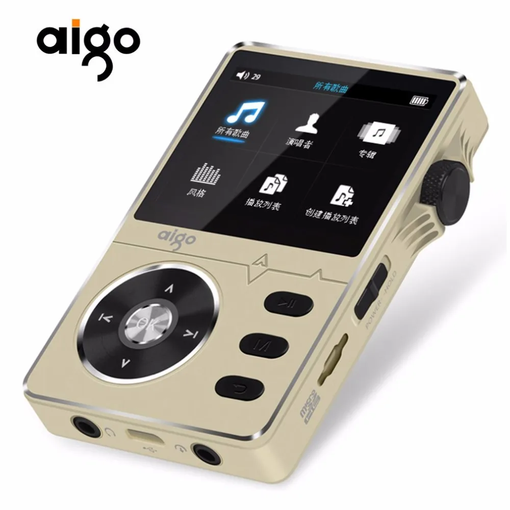 Золотой Aigo 108 цинковый сплав высокого качества HiFi музыкальный плеер 2," 8 GB MP3 плеер Поддержка APE/FLAC/WMA/WAV/OGG/ACC/MP3