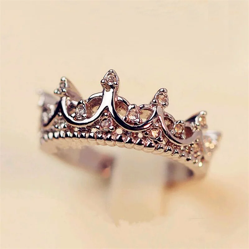 FAMSHIN, модные, винтажные, серебряные, с кристаллами, с полой короной, в форме королевы, темперамент, кольца для женщин, вечерние, свадебные кольца, ювелирные изделия - Цвет основного камня: R042