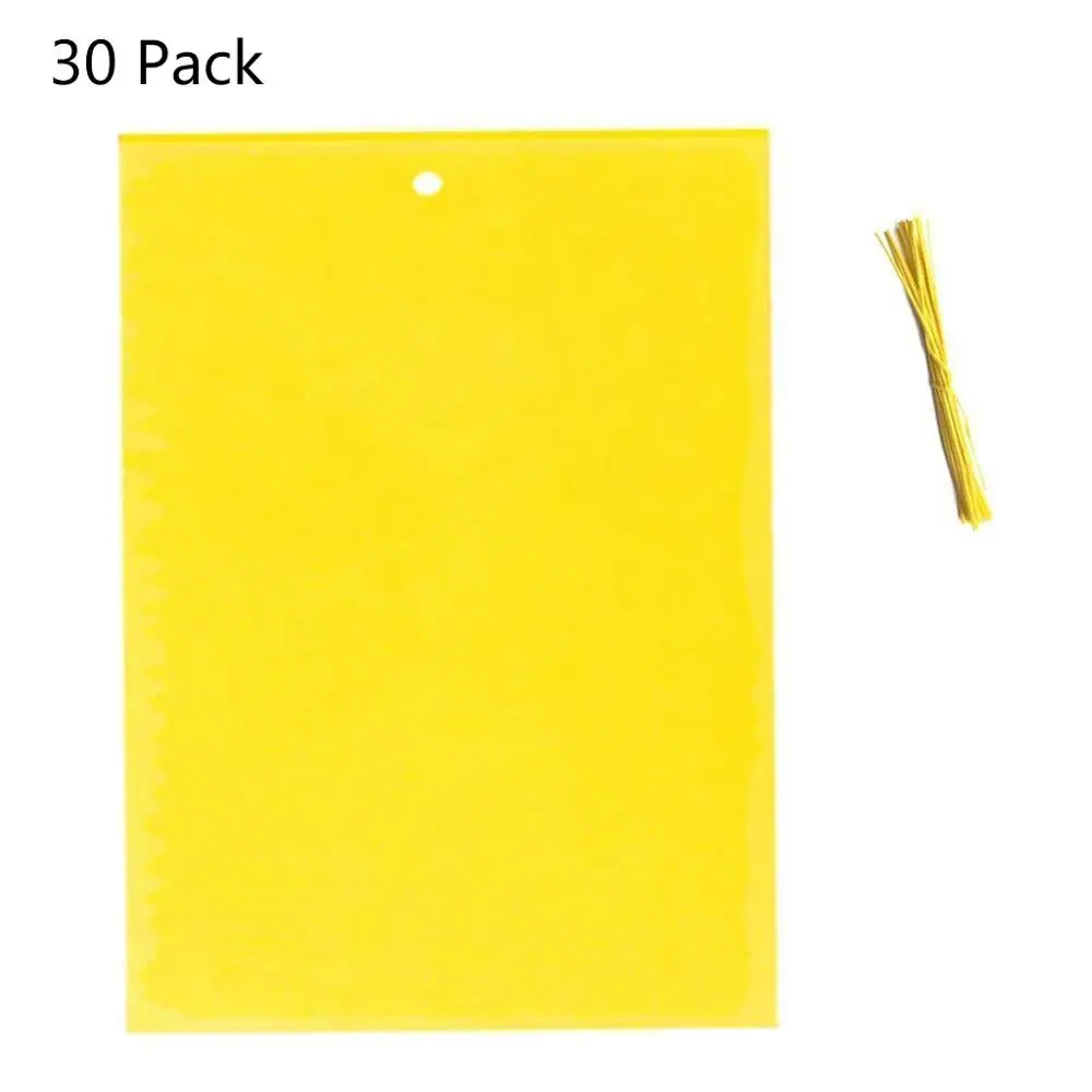 

30 Pack Dual-Sided Yellow Sticky Traps for Flying Plant Insect (10x4 Inch, Included 30pcs Twist Ties)