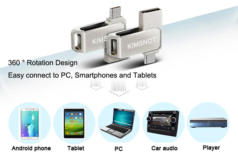 Kimsnot OTG USB флеш-накопитель 64 ГБ 32 ГБ 16 ГБ 8 ГБ Micro USB Металлический Мини-накопитель высокоскоростной флеш-накопитель карта памяти