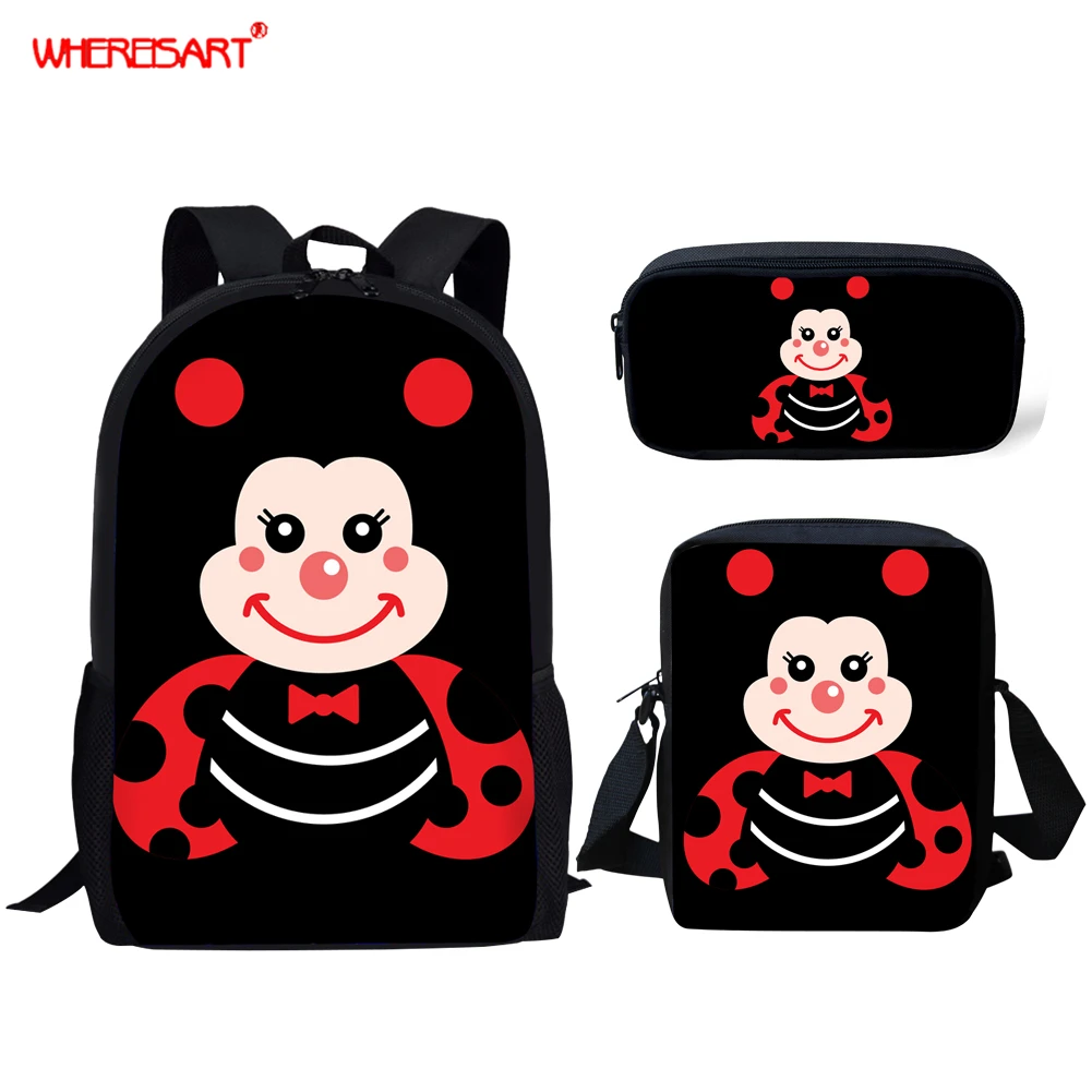 

WHEREISART Portfolio Ladybird School Bags For Girls 2019 Cartoon Ladybug Children Backpack Kids Bookbag Primary Schoolbag