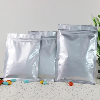 

100pcs 13 sizes 6*8cm Small Sliver Self sealing Aluminum Foil Zipper bag Ziplock bags Zip lock packaging Packing food seed