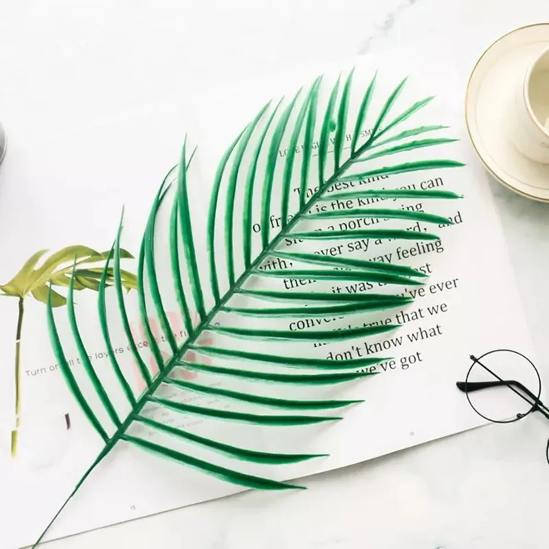 5pcs Fake leaves Green Plastic Artificial leaf Palm leaves Island Style DIY  Wedding Decoration Green Plant