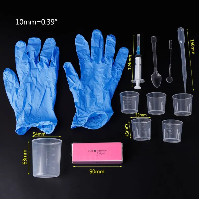 

1 Set Epoxy Resin Kit DIY Jewelry Making Handmade Professional Disposable Gloves Cup Polish Syringe Mix Stick Tools Spoon