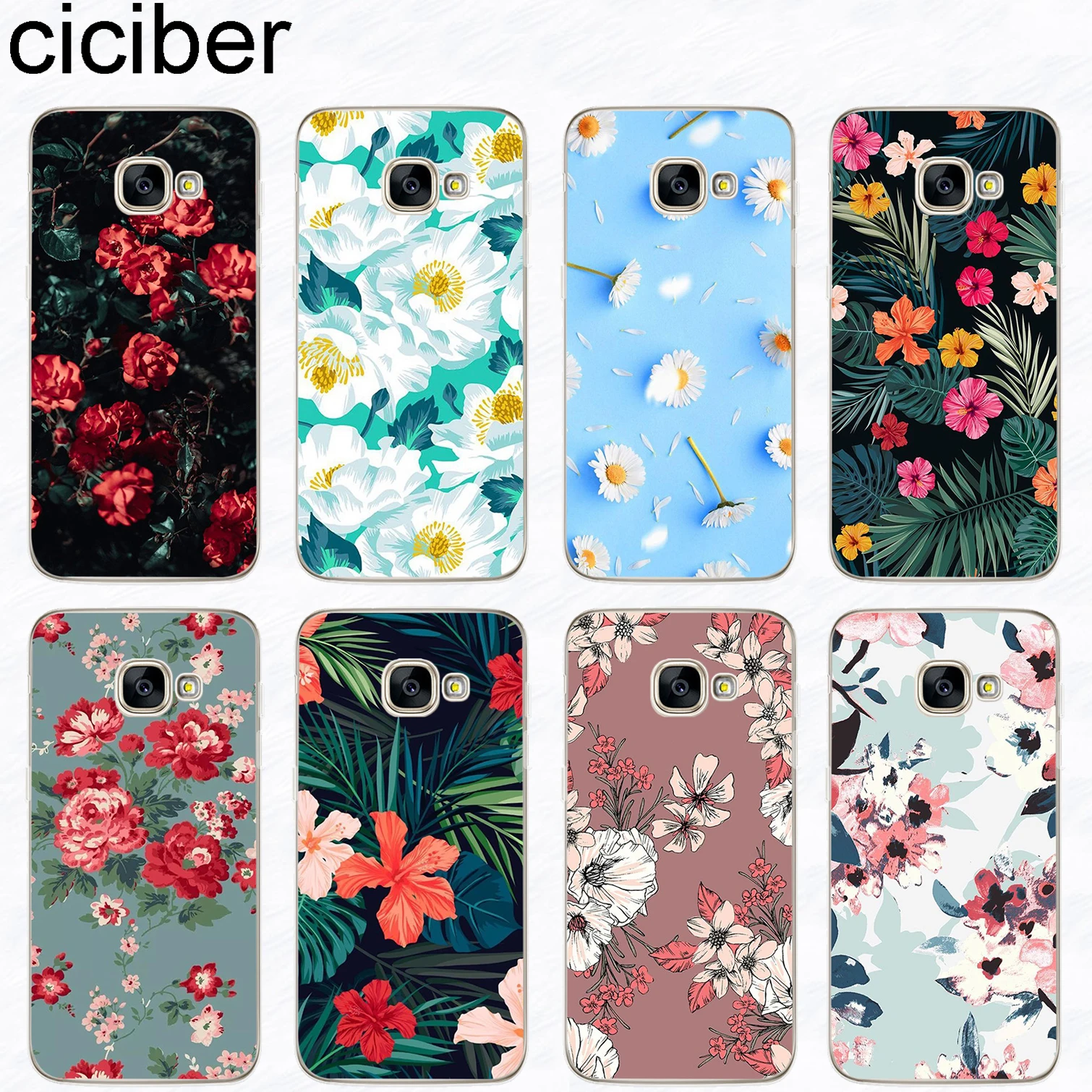 

ciciber Flowers Roses Phone Case Cover for Samsung Galaxy A8 A9 2018 PRO A6S A8 Plus 2018 A5 2016 A3 A7 2017 Soft TPU Funda Capa
