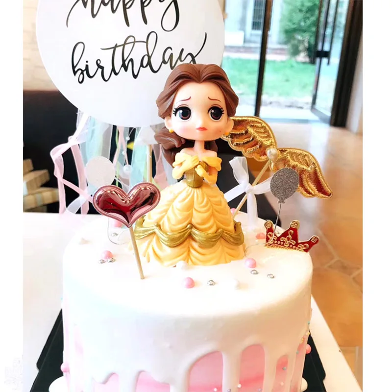 Q Posket Snow White Princess Figure Belle Glitter Gold Silver Happy Birthday Cake Toppers Kids Birthday Party Decor Supplies Buy At The Price Of 3 11 In Aliexpress Com Imall Com