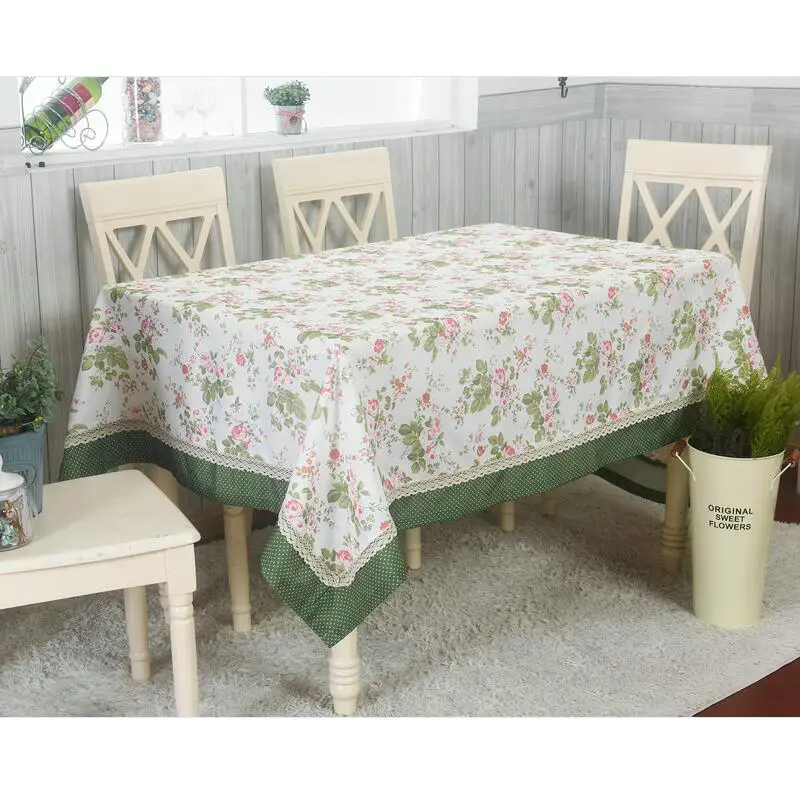 

The Floral Table Cloth with Lace Edge Flower Fresh Style Table Cover Decor Dining Table Mats Rectangular Tea Table Household