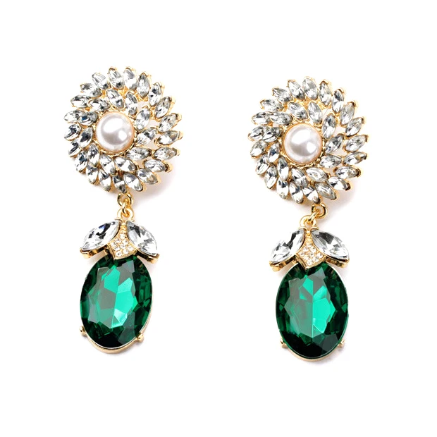 Hot Individual Pearl Arrow Green Stone Drop Earrings Fashion Charm Hot Individual Pearl Arrow Green Stone Drop Earrings Fashion Charm Crystal Jewelry For Women Engagement Party Dress Accessories In From