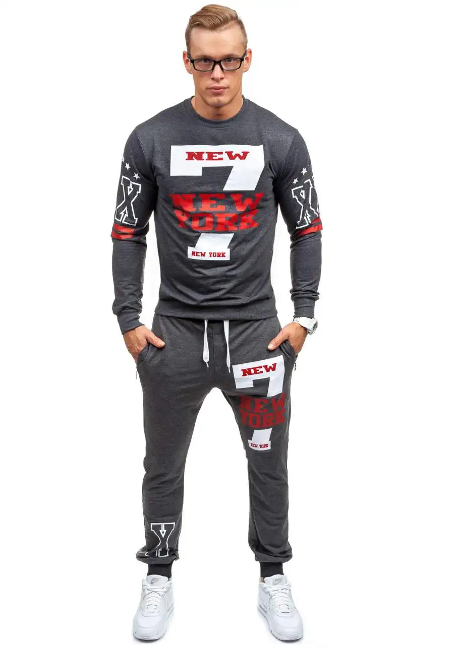 2019 new spring sport suit Jogging fitness suit casual men drawstring elastic waist letter print loose sports suit teens XS-3XL