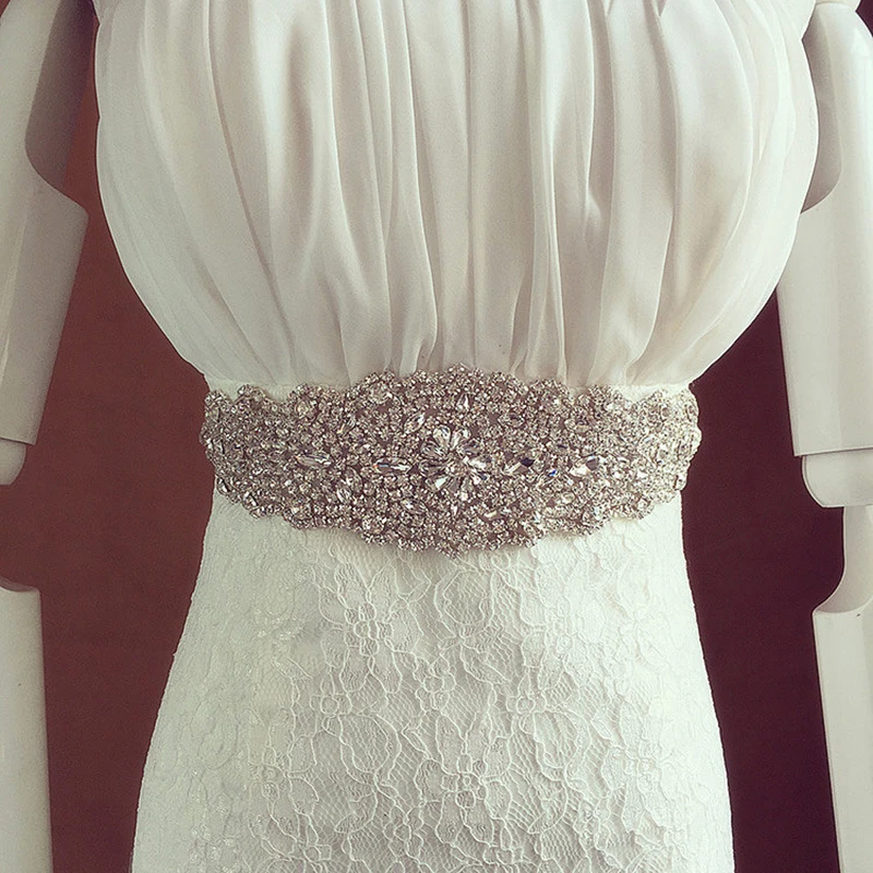 

New Rhinestones Wedding Belt Rhinestone Bridal Belt Silver Crystal Jeweled Bridal Sash For Wedding Prom Gown Evening Dress