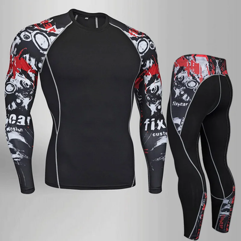 2018 Brand Thermal Underwear Men underwear sets compression sport fleece sweat thermo underwear men Fitness clothing