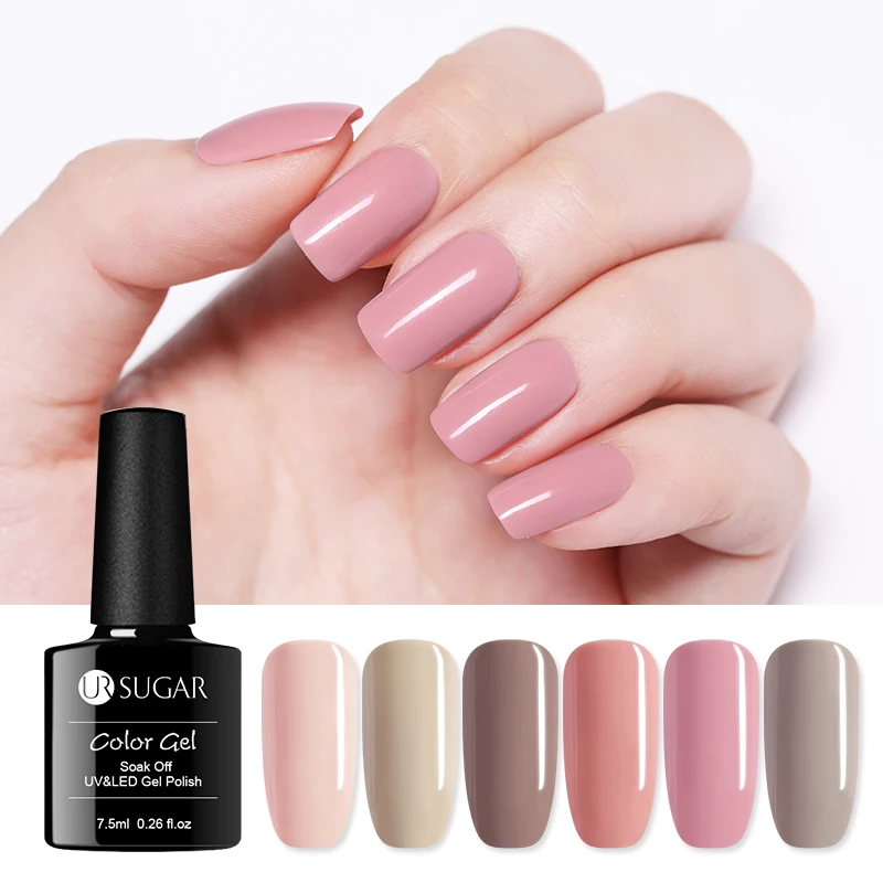 

UR SUGAR 7.5ml Nail Gel Polish Pure Pink Series Semi Permanent Soak Off UV LED Gel Nail Art Varnish Manicure Lacquer