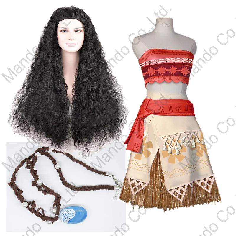 Movie Moana Cosplay Costume Halloween Outfit Sexy Moana Polynesia Princess Adult Women And Kid Party Dress Necklace Wig 3pcs Cosplay Costume Costume Halloweencosplay Princess Adult Aliexpress