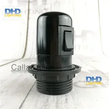 100 шт. заводская цена винтажные E27 алюминиевый держатель лампы резьбой с коммутатором черный DIY светильник