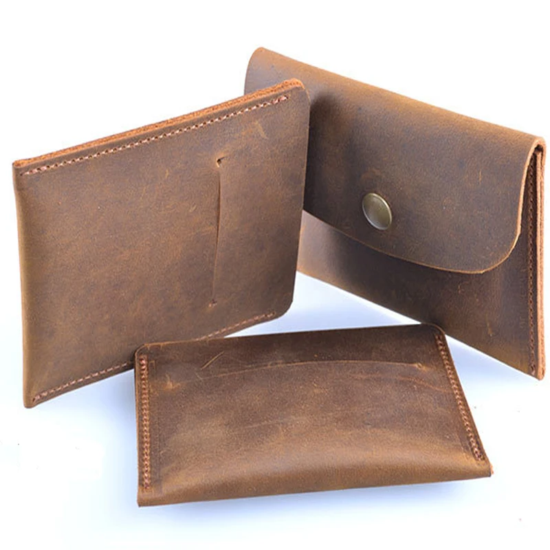 

Hot!Men Cow Leather Wallets Vintage Short Coin Purse Male Card Holder Wallet Multifunction Large Capacity Quality Purses 3 Style