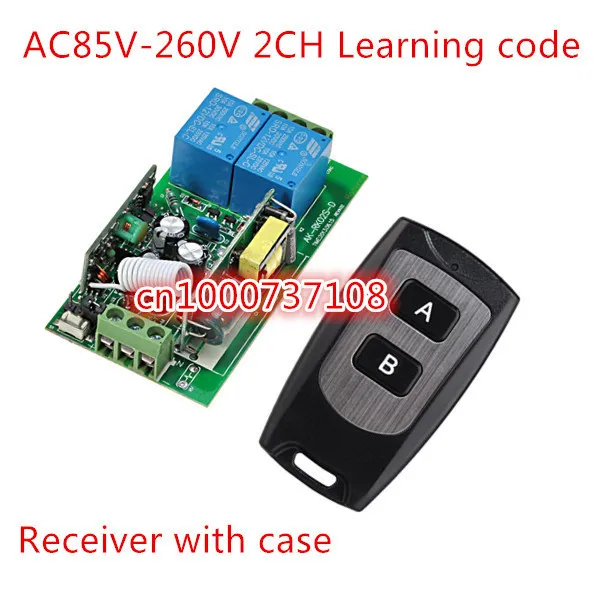 

220v wireless remote control switch waterproof 2 buttons transmitter ,learning code receiver Toggle output way