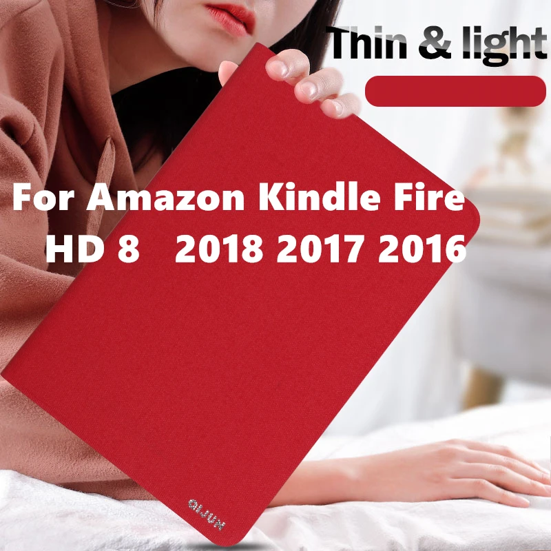 

PU Leather Case For Amazon Kindle Fire HD 8 Case 2018 2017 2016 Smart Shockproof Hard Cover For Kindle Fire HD8 6th 7th 8th Gen