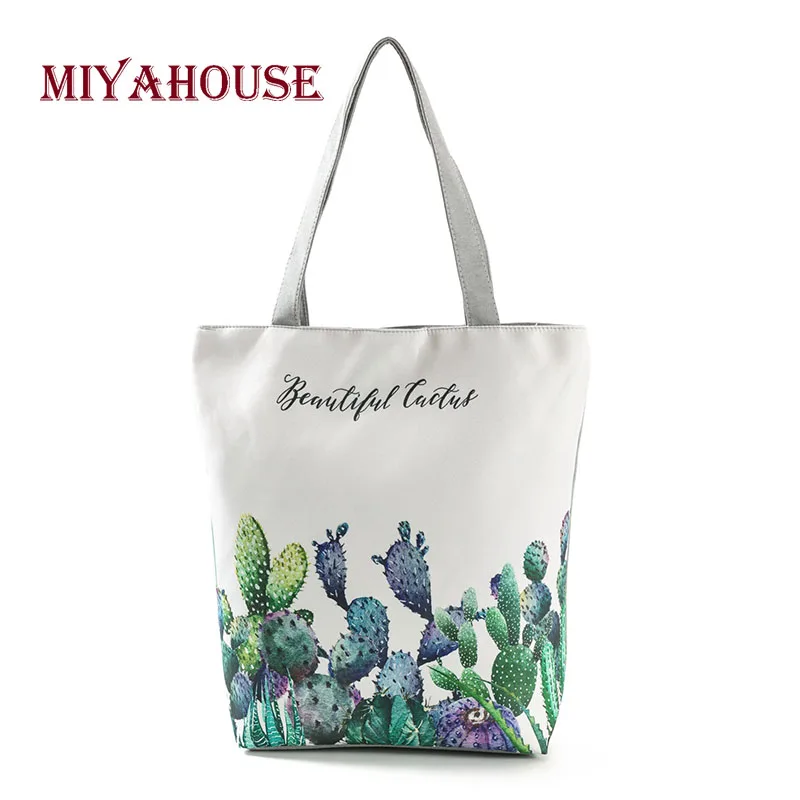 

Miyahouse New Arrival Casual Tote Handbags Female Green Plant Design Shoulder Bag For Women Summer Beach Bags High Capacity