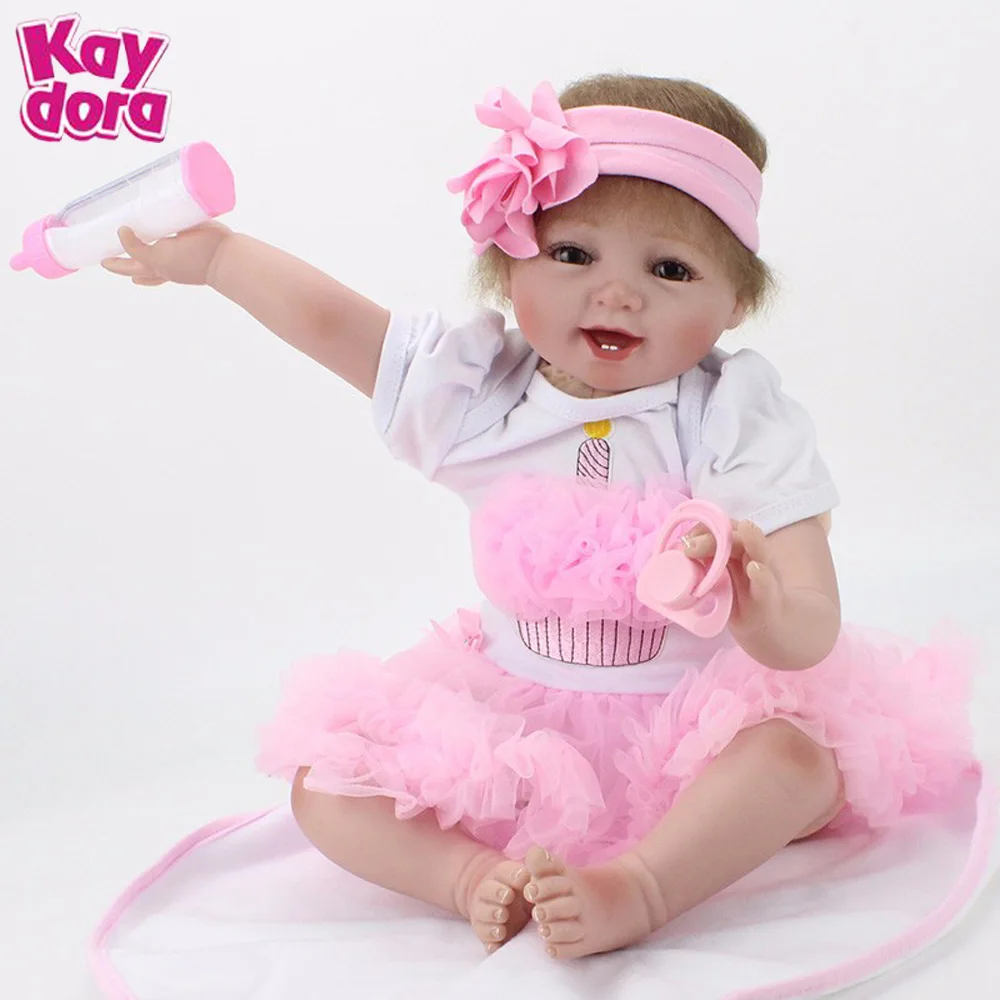 

55cm 22 inch Silicone Reborn Dolls Realistic Handmade Baby Cloth Body Lifelike Bonecas Kids Reborn Baby Girl Toys Christmas Gift