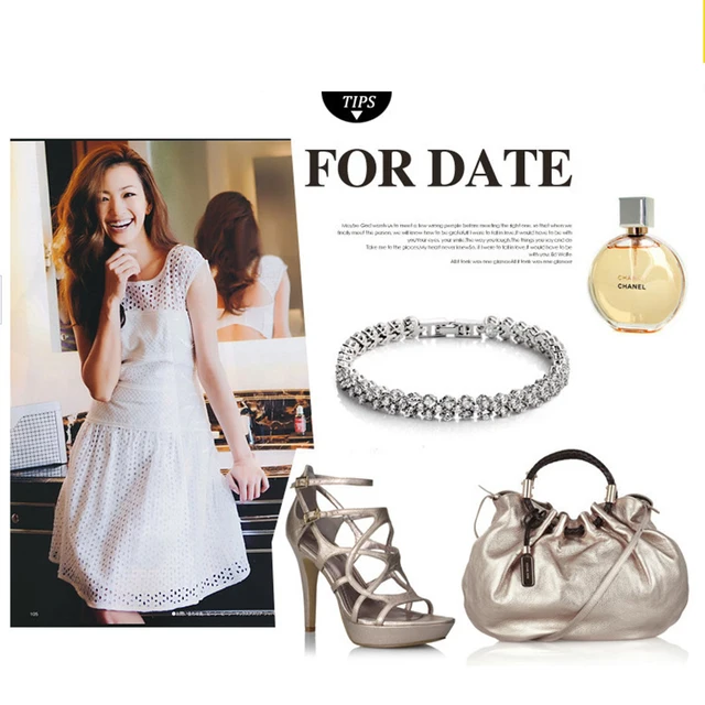 Women Silver Color Rose Gold Bracelet for Female Crystal Heart Charm Bracelet Women Bridal Wedding Fine Jewelry Gift 4