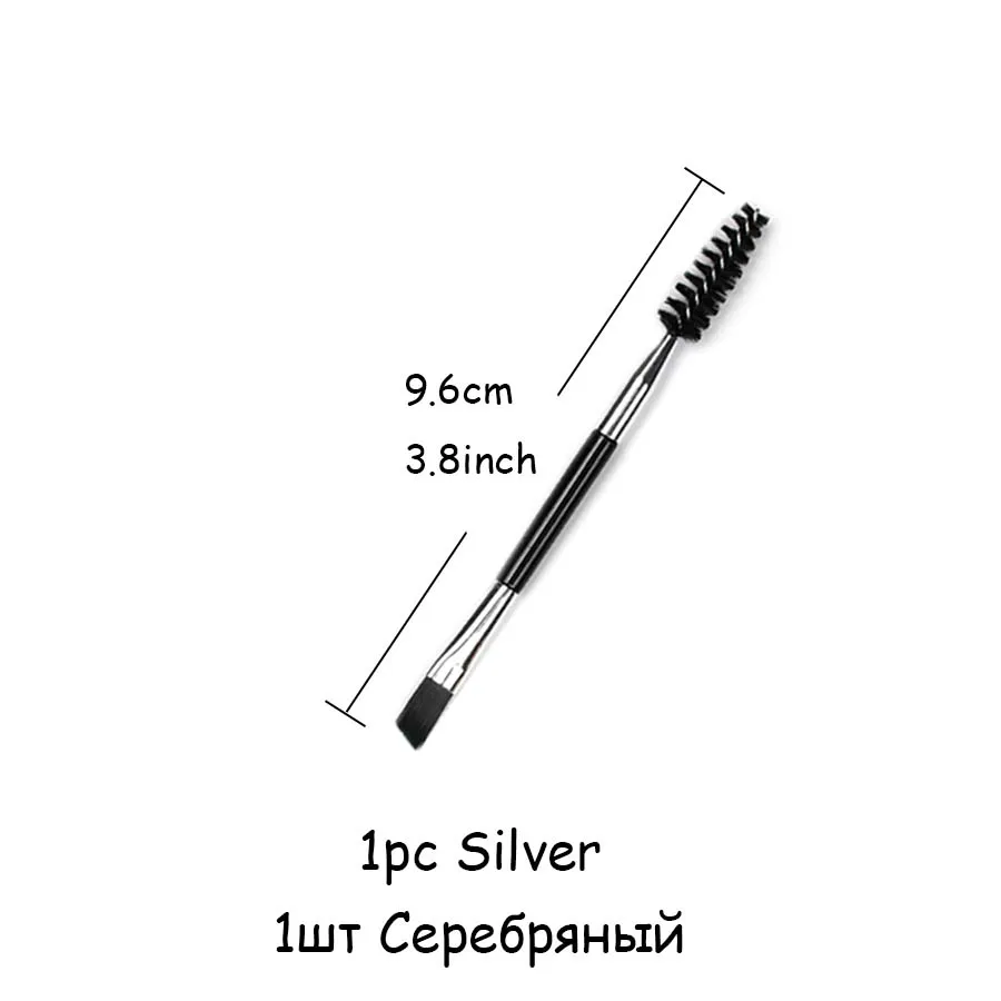Для ресниц и бровей кисти для макияжа с двойной головкой все для наращивания ресниц косметические инструменты удлинители ресниц - Handle Color: 1pc Silver S Size
