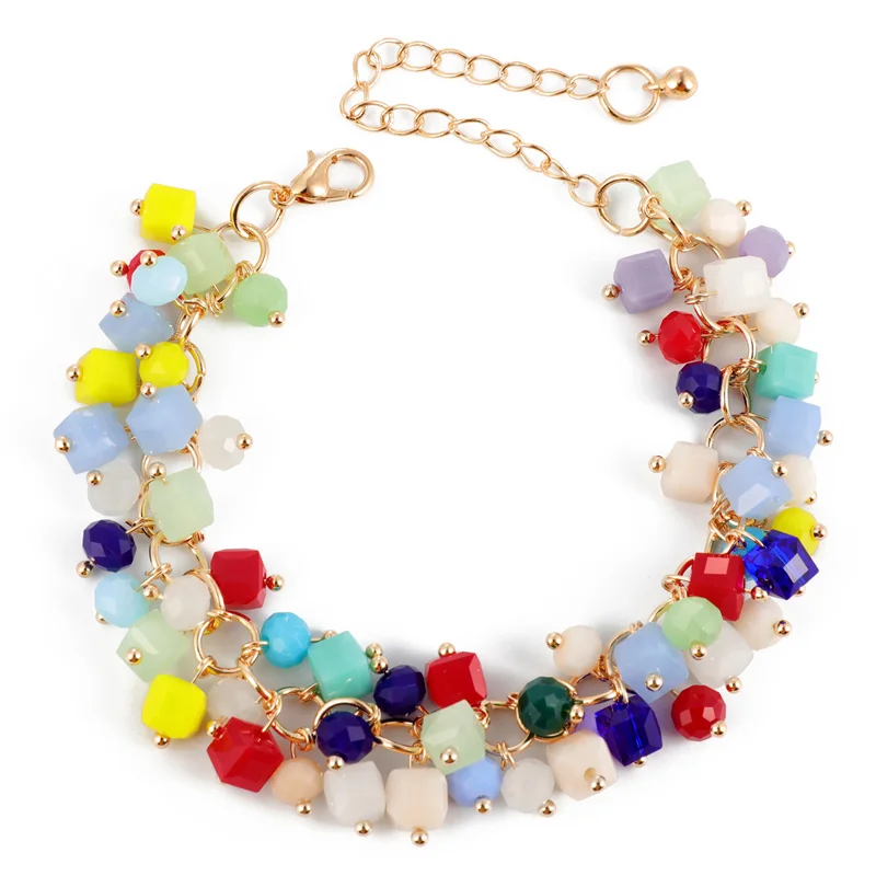 

Fashion High Quality Boho Bracelets & Bangles Women Beaded Bracelet With Colorful Crystal Stone Gold Wrap Bracelet for Women