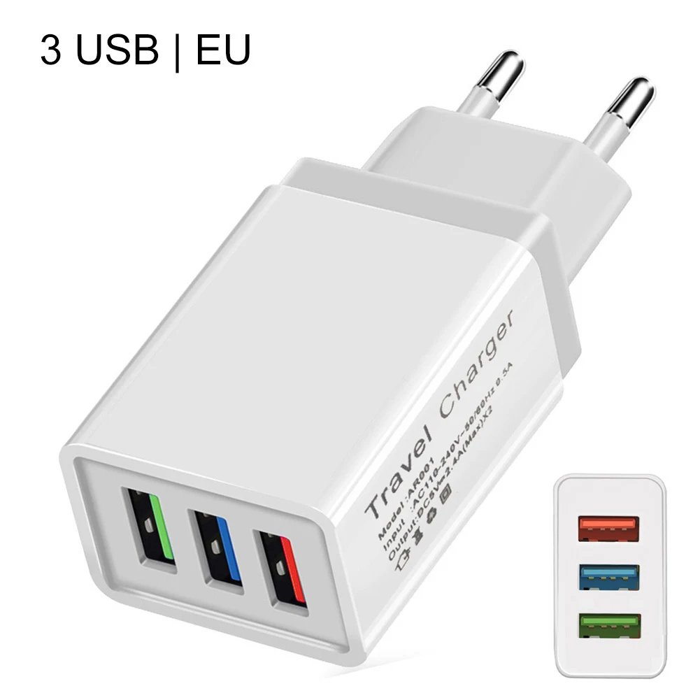 2.4A US/EU портативное зарядное устройство USB для путешествий с одной/двойной/тремя разъемами USB для быстрой зарядки мобильного телефона IPad psp 1 шт. J2