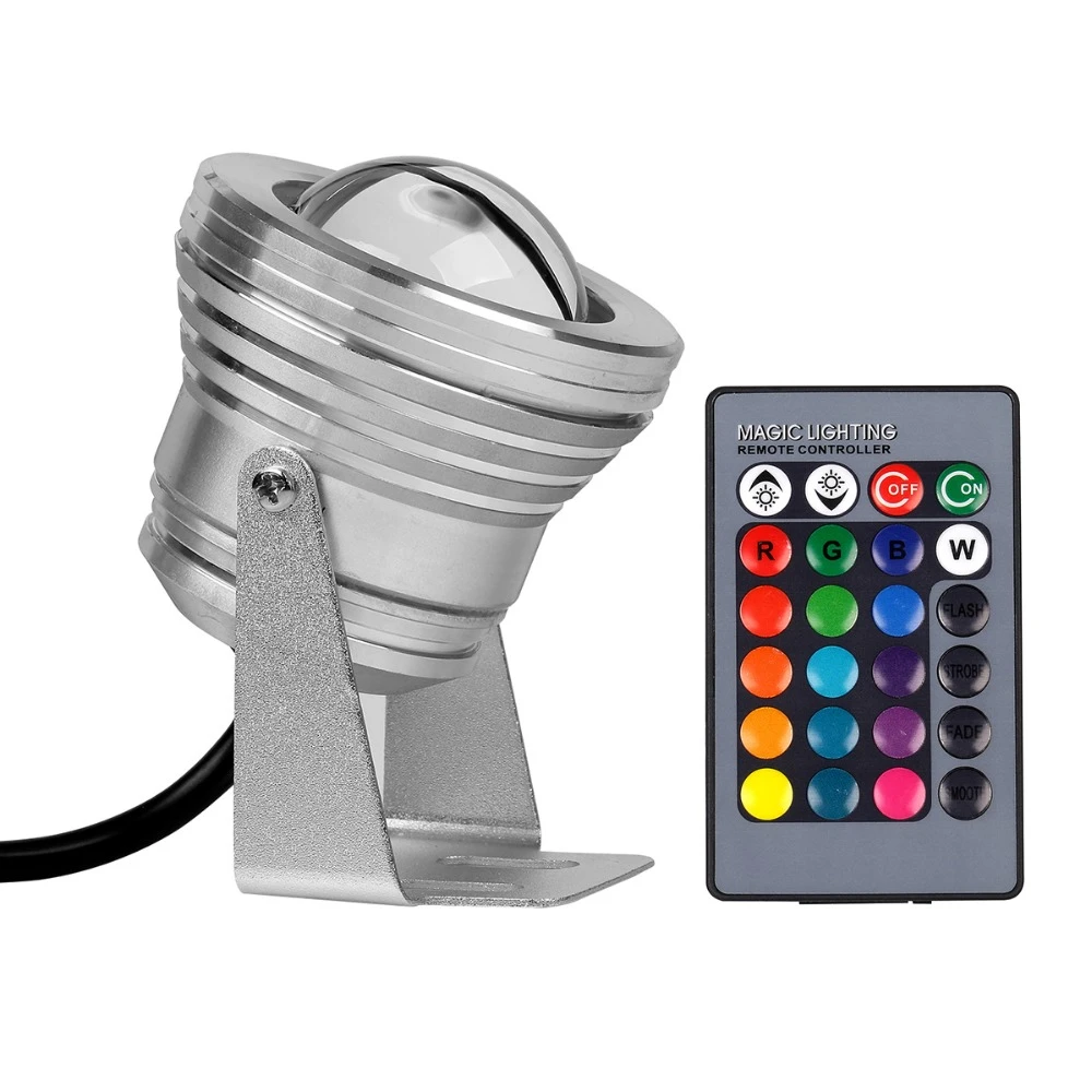 Lagute水中ライトマリンボート釣りrgb Led投光器防水ランプ12ボルトdc 10ワット用水族館噴水リモート制御 Underwater Light Underwater Led Lampled Rgb Lamp 10w Aliexpress