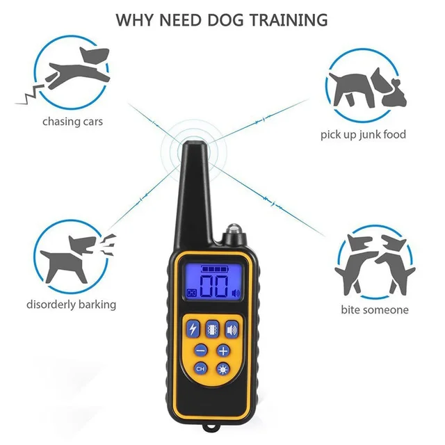 Handsome Pet Dogs Waterproof Vibration LCD Electronic Collar Dog Training Collar 1000 Meters Remote Rechargeable Hogard MY1118