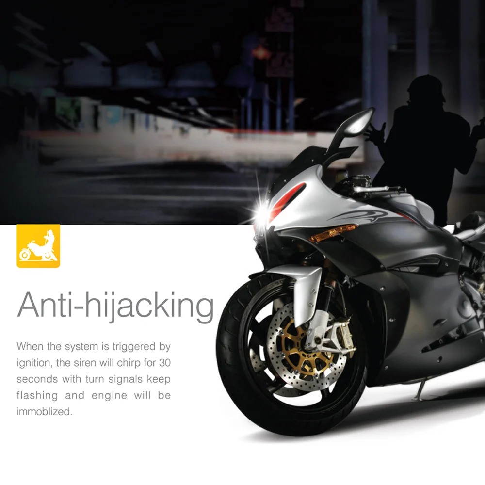 Два 2 Way Мотоцикл сигнализации скутер защита от краж Системы с амортизационной подвеской Сенсор Moto охранной ЖК дисплей для системы безопасности запуска двигателя