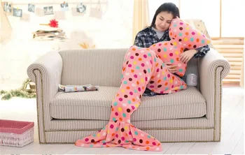 

High quality 17 Designs 2 Sizes Mermaid Tail Fleece Sofa TV Blanket with Pillow Adult/Children kids Bed Wrap Soft Sleeping Bag