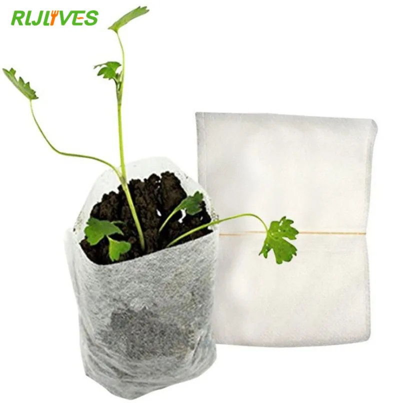 

100Pcs 8*10cm non-woven fabric seeding nursery bags Nursery Pots Seedling raising Bags Fabrics Garden Supplies