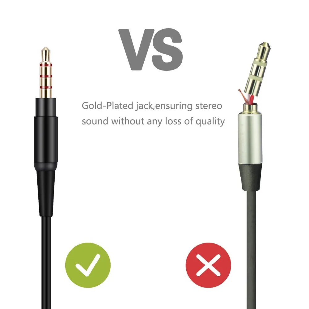 Audio Cable for Bose LANMU Replacement Cord for Bose On Ear 2 OE2 OE2i QC25 QC35 Soundlink SoundTrue Headphones Headphone Cable