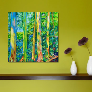 

QKART Wall Art Colorful Tree Abstract Oil Painting on Canvas Wall Pictures for Living Room Wall Art Posters And Prints