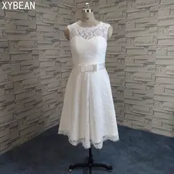 XYBEAN 2019 Новые линии по колено кружева белый/слоновой кости свадебные платья